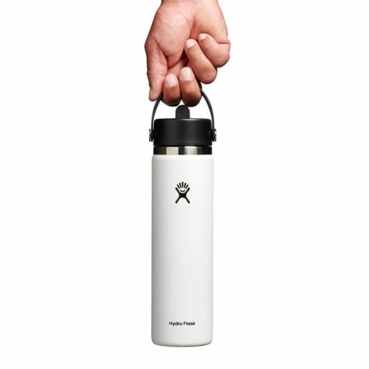 Hydro Flask Wide Mouth Thermos Bottle 24 OZ Flex Straw Cap 710 ml, White