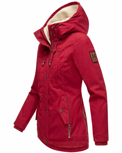 Marikoo Bikoo giacca invernale da donna con cappuccio, rosso scuro