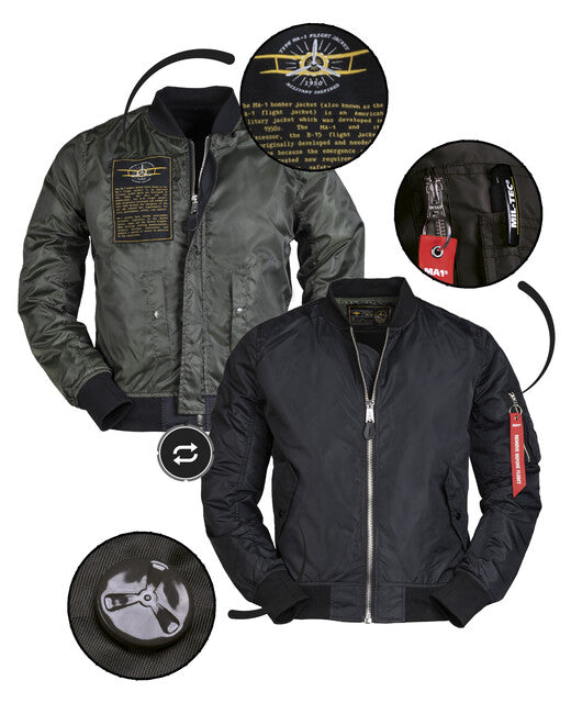 Mil-Tec slim Bomber US MA1, nero
