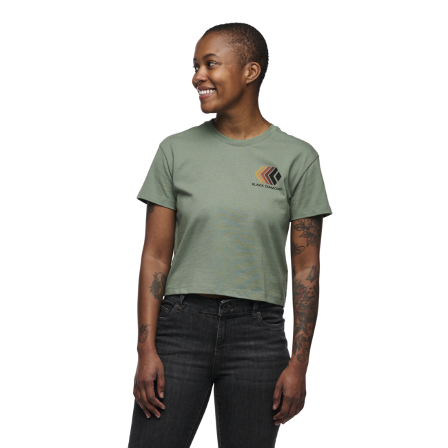 Black Diamond Maglietta da donna a maniche corte sbiadita, verde alloro