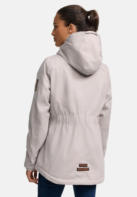Marikoo Bikoo parka invernale da donna con cappuccio, grigio chiaro