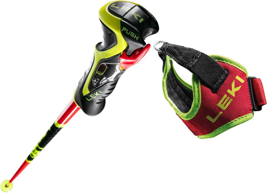 Leki WCR TBS SL 3D bastoncini da sci alpino, rosso chiaro/nero/giallo neon