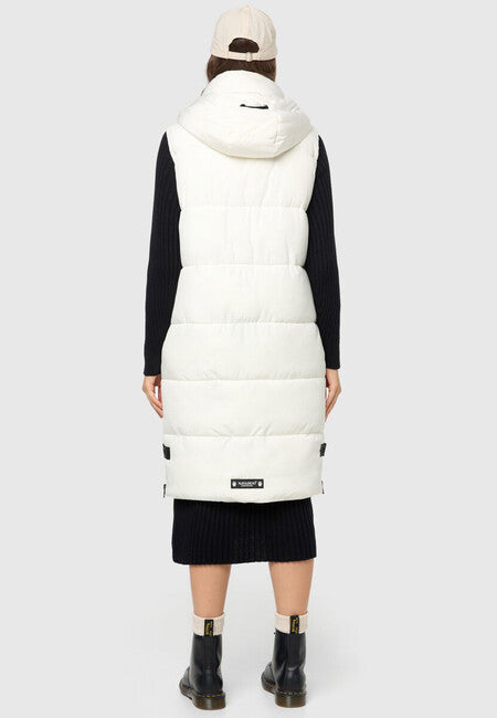 Navahoo Schnuffelchen gilet lungo da donna, bianco sporco