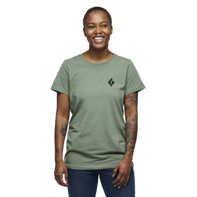 Black Diamond T-shirt a manica corta da donna per alpinisti, verde alloro