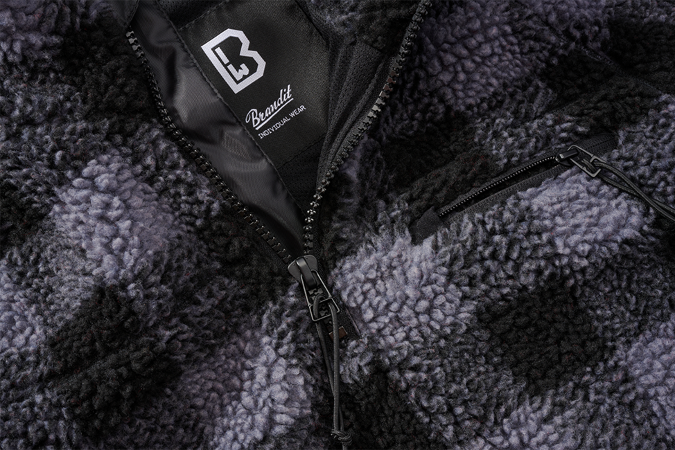 Brandit Teddyfleece Troyer giacca in pile, nero/grigio