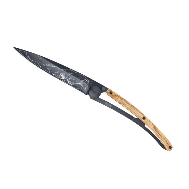 Deejo Taurus coltello di chiusura Tattoo in legno d'ulivo nero