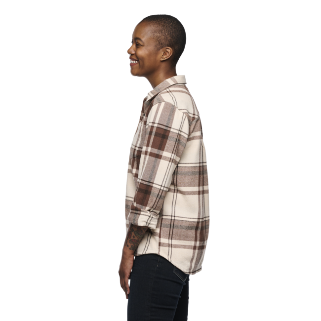 Black Diamond Project Flannel camicia di flanella da donna, plaid rosa gesso e nocciola