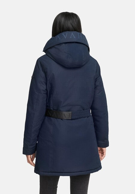 Navahoo Women's Winter Parka FROSTKUSS 14 with Removable Hood and Belt, Navy