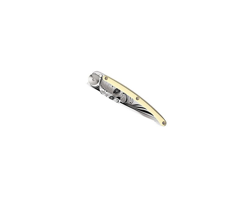 Deejo ORO coltello tatuaggio oro giallo Latino Cranio