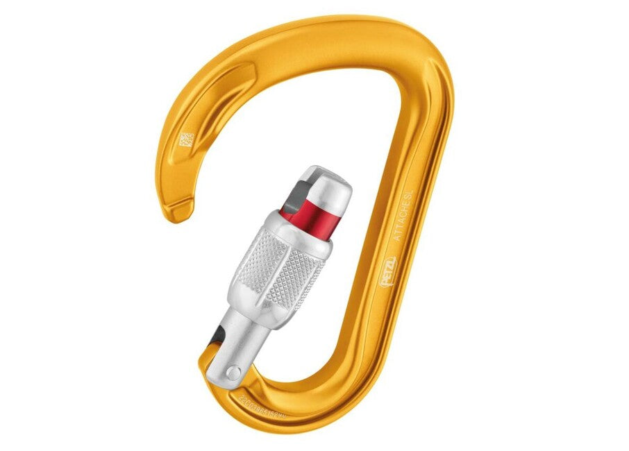 Petzl Attache moschettone hms a sezione circolare con sicurezza di bloccaggio, giallo
