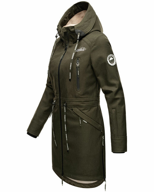 Marikoo Racquelle giacca softshell da donna con cappuccio, oliva