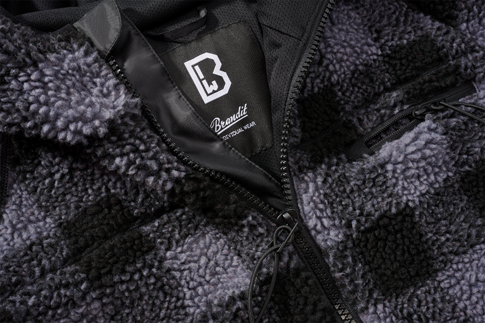 Brandit Teddyfleece Worker giacca in pile, nero/grigio