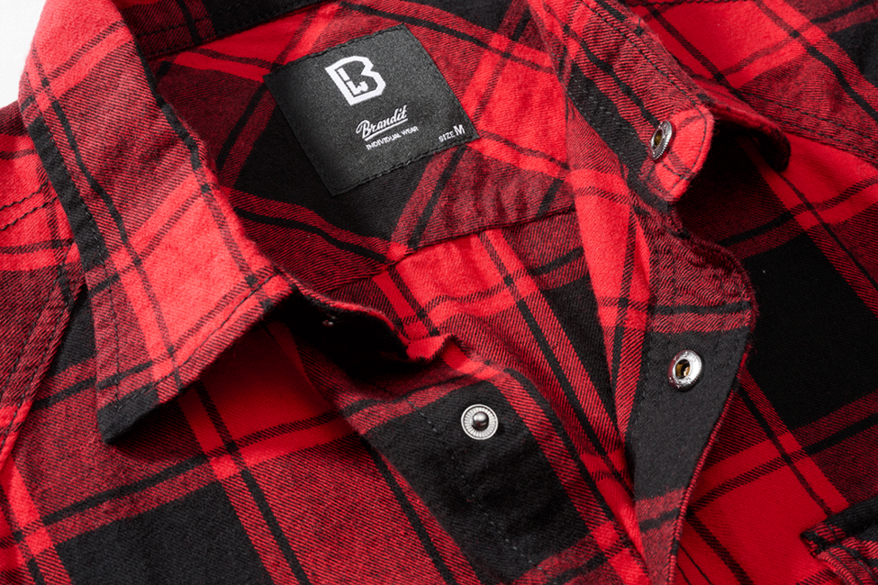 Brandit Check camicia senza maniche, rossa e nera