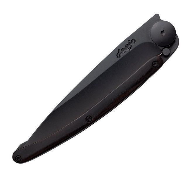 Deejo Coltello di chiusura in legno d'ebano nero