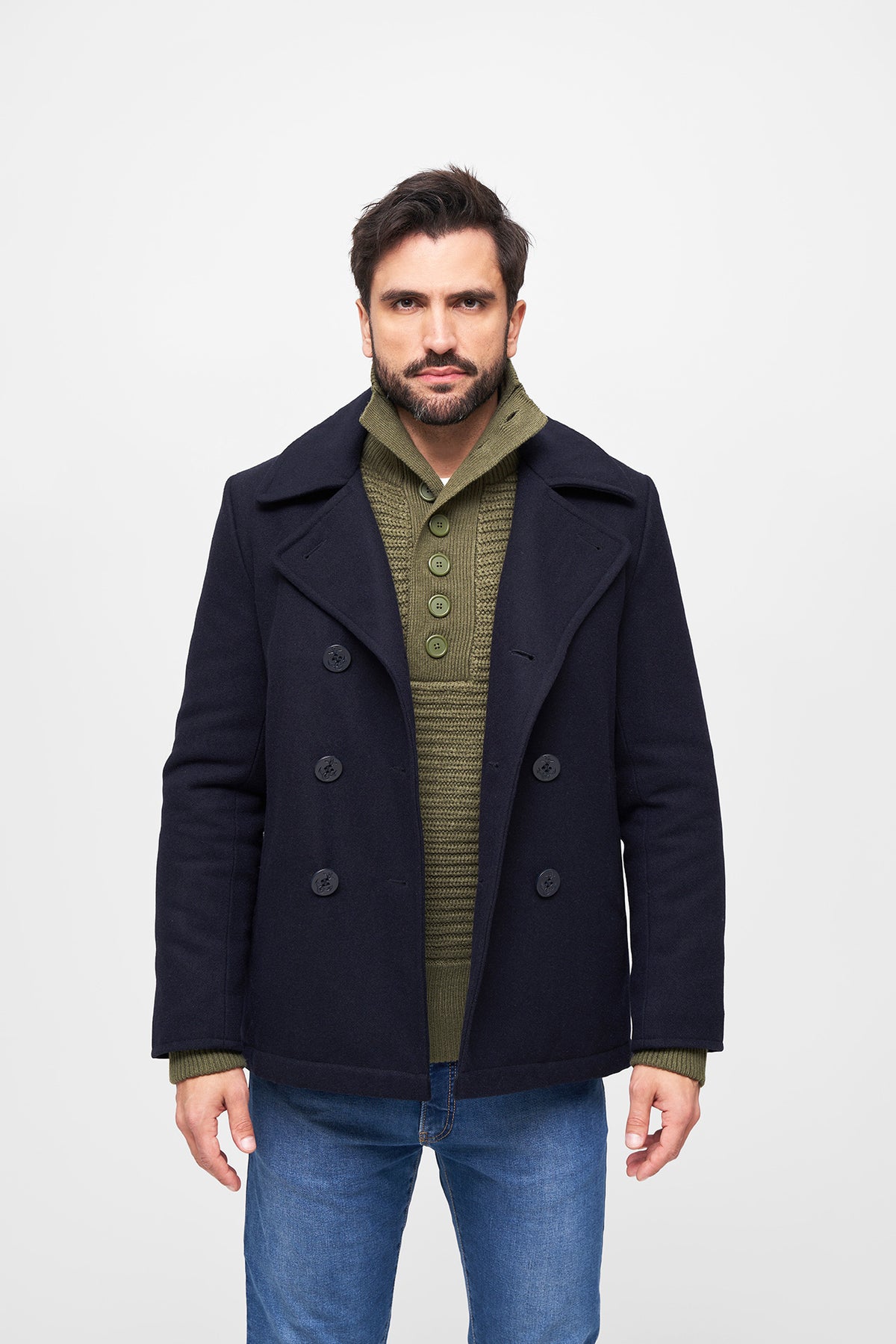 Brandit Pea Coat námornícka modrá kabát