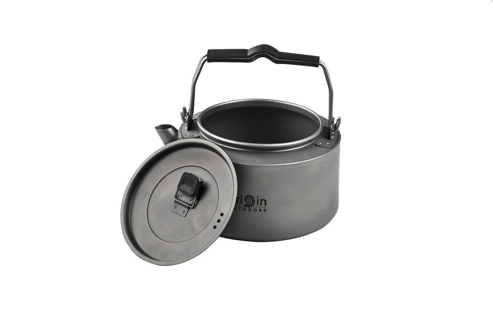 Origin Outdoors Bollitore per té/caffé in titanio con manici in silicone e filtro 1,2 l