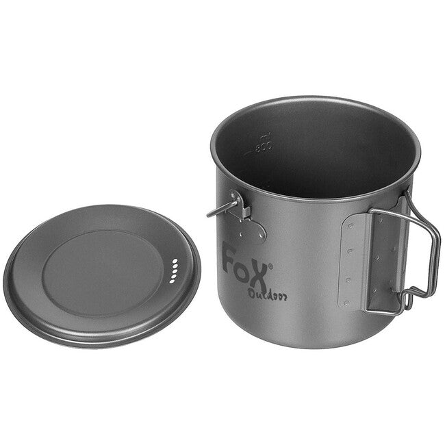 Fox Outdoor Pentola con coperchio, circa 1,1 L, titanio