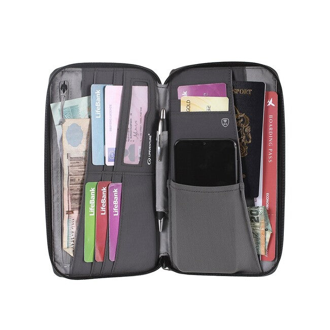 Lifeventure Custodia da viaggio per documenti con protezione RFiD, grigio