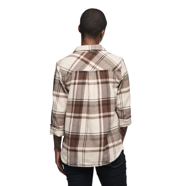 Black Diamond Project Flannel camicia di flanella da donna, plaid rosa gesso e nocciola