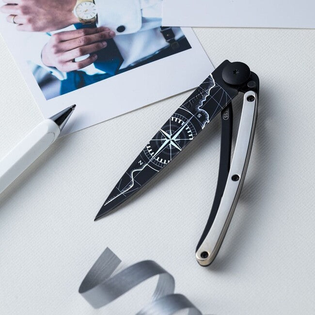 Deejo Tattoo coltello di chiusura GOLD Oro bianco 9kt Terra Incognita