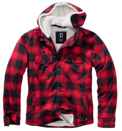 Brandit Lumberjacket giacca con cappuccio, rosso-nero