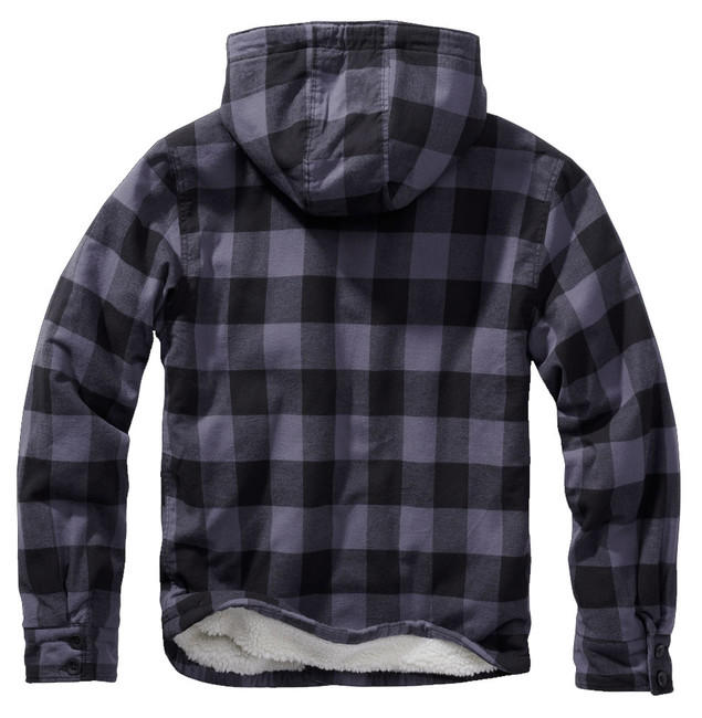 Brandit Lumberjacket giacca con cappuccio, nero-grigio