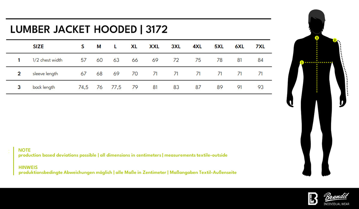 Veľkostná tabuľka Lumber Jacket Hooded