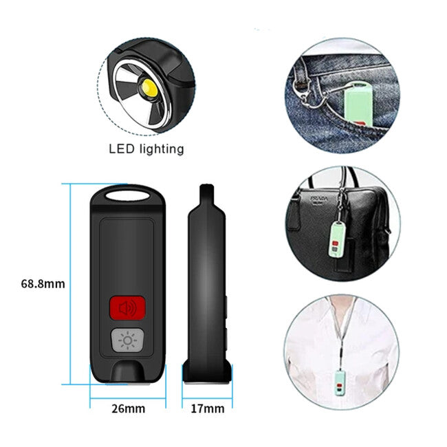 W&G SHIELD SOS Personal Alarm with LED Light and Activation Button, White