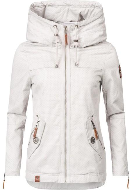 Navahoo Wekoo giacca transitoria da donna con cappuccio, grigio chiaro a pois