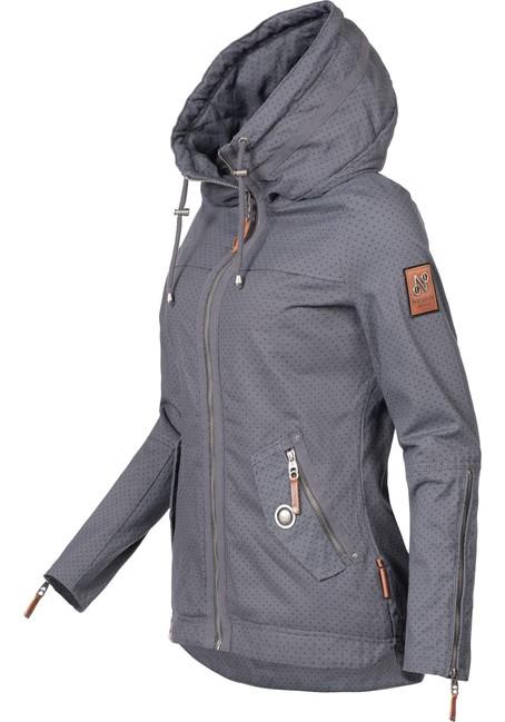 Navahoo Wekoo giacca transitoria da donna con cappuccio, grigio scuro a pois