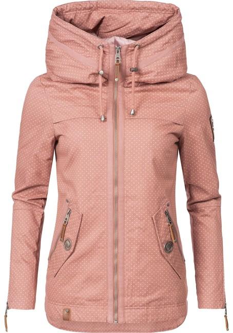 Navahoo Wekoo giacca transitoria da donna con cappuccio, rosa a pois