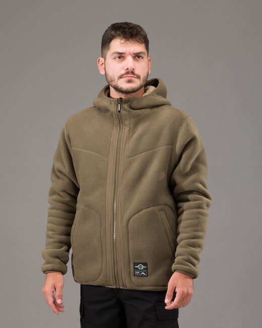Pentagon Ianos Sherpa giacca in pile da uomo reversibile, kaki/verde