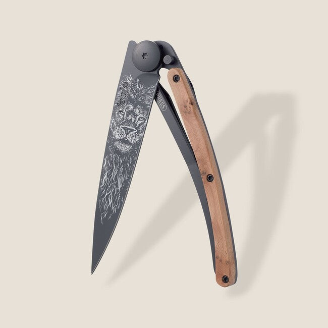 Deejo Tattoo coltello da chiusura, nero ginepro leone