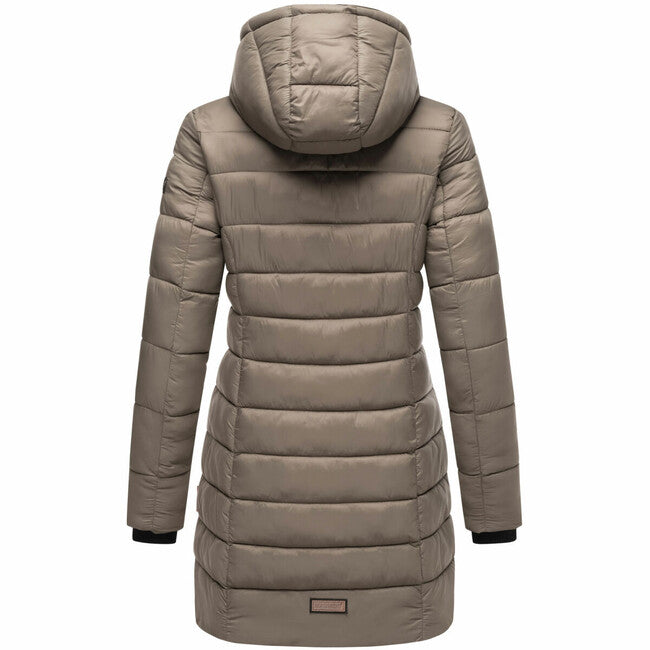 Marikoo Abendsternchen cappotto trapuntato da donna con cappuccio, marrone pietra