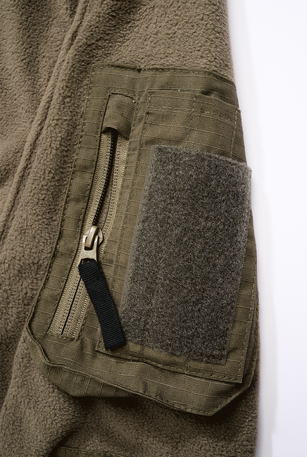 Brandit Ripstop felpa con cappuccio in pile e zip, oliva