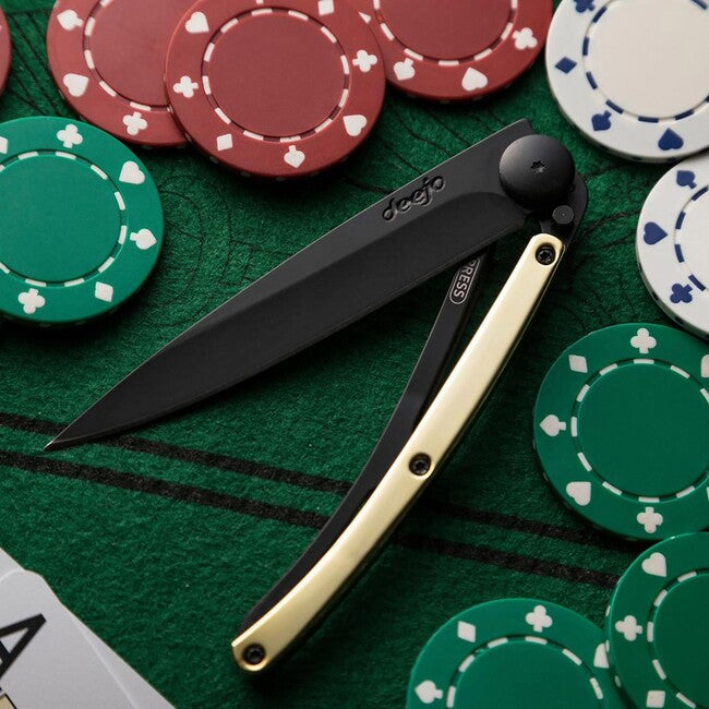 Deejo ORO coltello di chiusura nero oro giallo 23kt