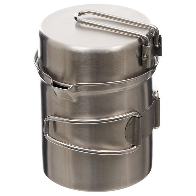 Fox Outdoor Set di tazze e padelle in acciaio inox per esterni