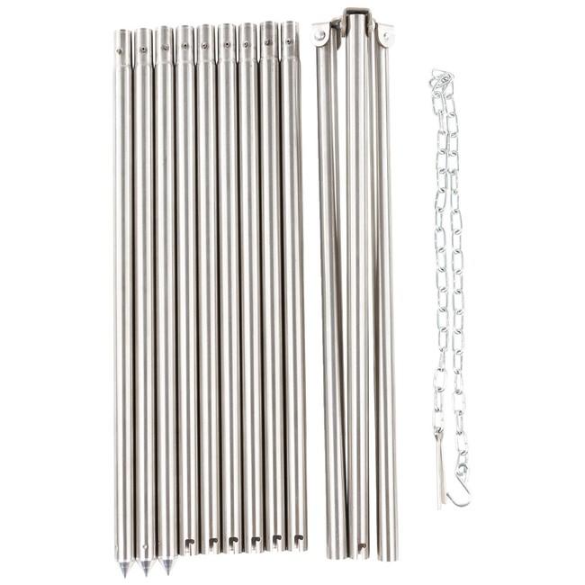 MFH Treppiede pieghevole in acciaio inox con catena 1,9 m