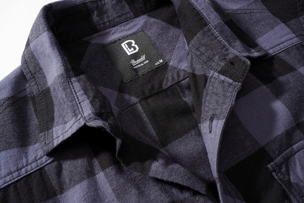 Brandit Check camicia a maniche corte, nero/grigio