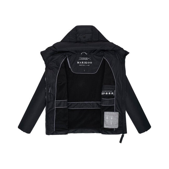 Marikoo Women's Winter Jacket HIMEE 16 with High Collar and Hood, Black
