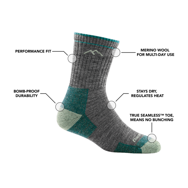 Darn Tough Hiker Micro Crew calzini medio leggero con cuscino, plum heather