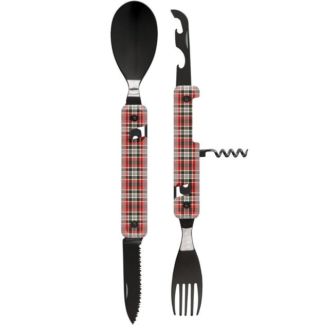 Akinod A02B00012 set multifunzione 13h25, finitura a specchio nera, Red Tartan