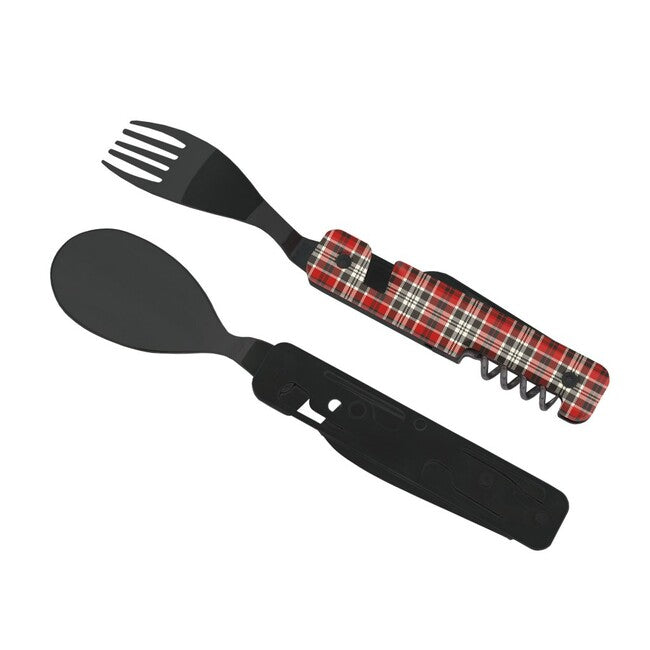 Akinod A02B00012 set multifunzione 13h25, finitura a specchio nera, Red Tartan