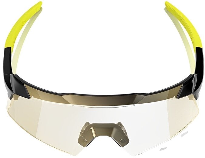 100% Aerocraft occhiali da sole, nero lucido metallizzato - specchio d'oro fotocromatico