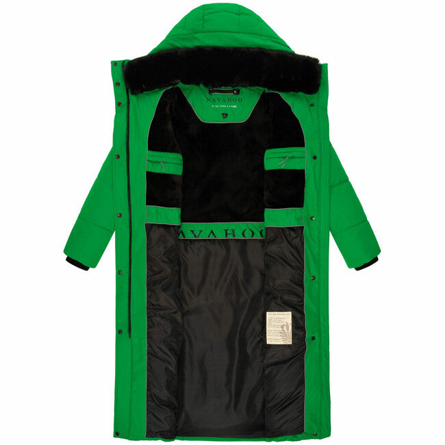 Navahoo Hingucker giacca invernale da donna con cappuccio, verde smeraldo