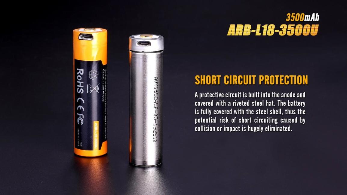 Fenix USB batteria ricaricabile 18650, 3500 mAh, li-ion