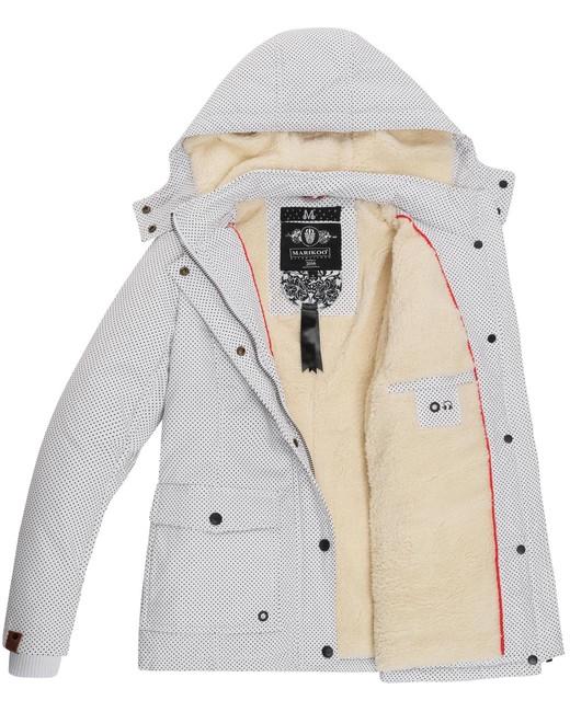 Marikoo KEIKOO giacca invernale da donna con cappuccio, a pois bianca