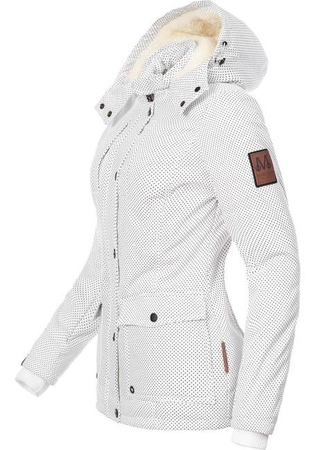 Marikoo KEIKOO giacca invernale da donna con cappuccio, a pois bianca