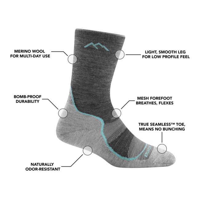 Darn Tough Light Hiker Micro Crew Socks, Slate