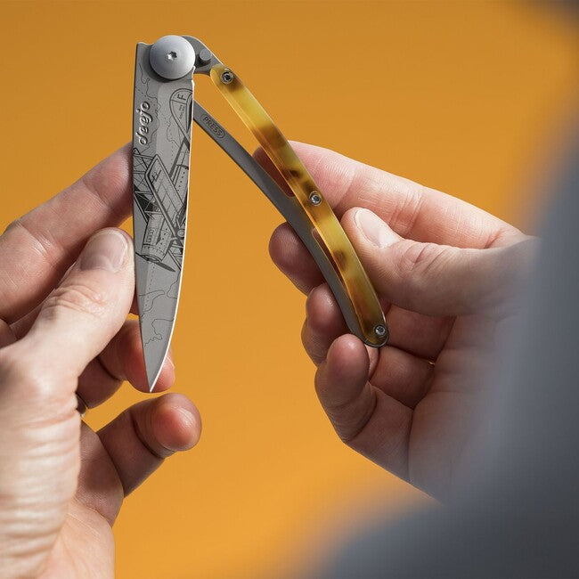 Deejo Tattoo Tartaruga coltello di chiusura specchio guscio di tartaruga aviazione